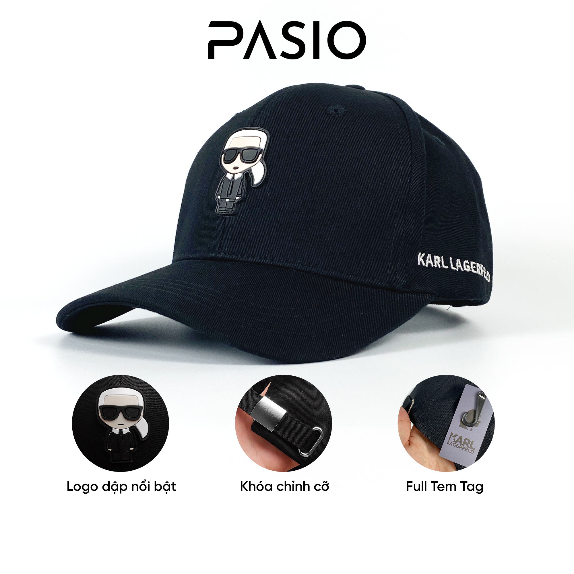 Mũ lưỡi trai Karl Lagerf nón kết nam nữ chất kaki full team tag - PASIO