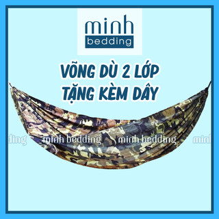 Võng dù rằn ri 2 lớp mát lạnh 2m2x1m6 tặng dây Minh Bedding