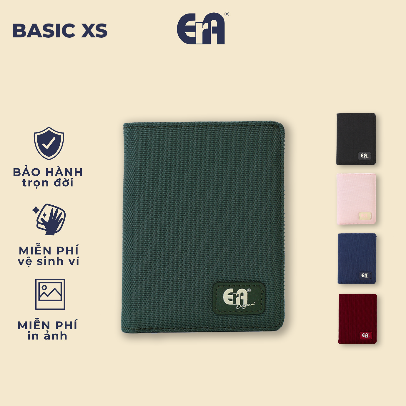 Ví Vải Mini Gập Đôi Dáng Đứng Basic XS - Chất Liệu Canvas Chống Thấm Nước Cao Cấp - Thương Hiệu ErA Original | BigBuy360 - bigbuy360.vn