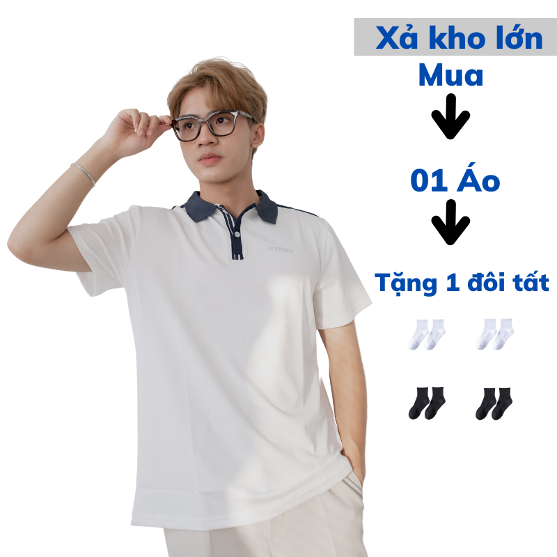 Áo thun POLO nam HOPEMEN vải cá sấu Cotton, chống nhăn, thoáng mát - AP02