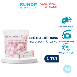 Mặt nạ giấy nén miniso nhật bản bán nguyên gói 100 viên mask mặt nạ giấy miniso - sunde vietnam