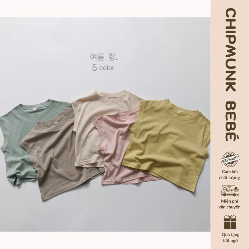 Áo sát nách cho bé 0-3 tuổi phong cách Hàn Quốc cotton mềm mại thoáng khí cho bé trai bé gái mùa hè thu. Chipmunk Bebé