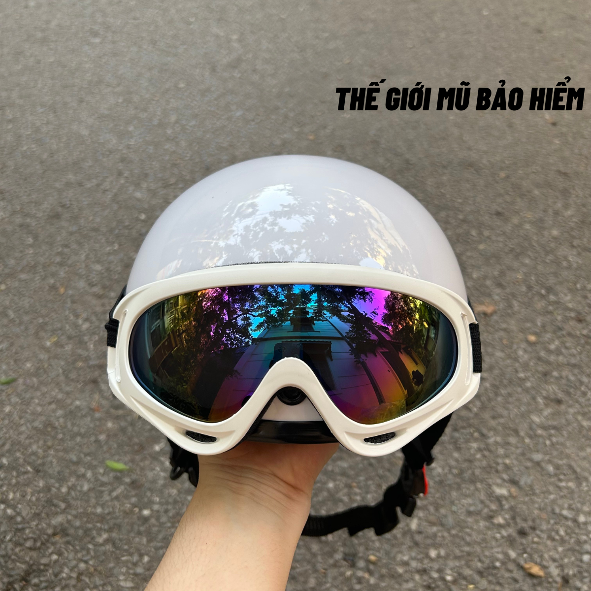 Kính UV nhiều màu gắn mũ bảo hiểm(mẫu mới),kính UV gắn nón bảo hiểm nửa đầu,mũ 1/2,mũ 3/4 đi phượt,phụ kiện trang trí