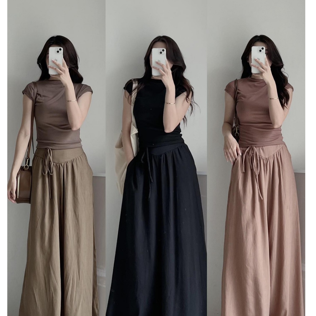 Áo croptop rút lưng dáng cổ lọ tay hến Heppy - Áo thun zip kiểu rút thân sau _Aothunzip00152_P0K12