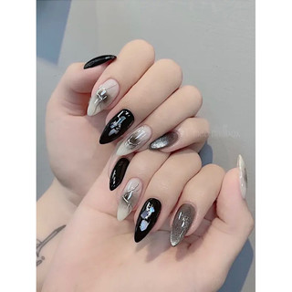 Nailbox nhấn loang vân đá mix mắt mèo kim cương