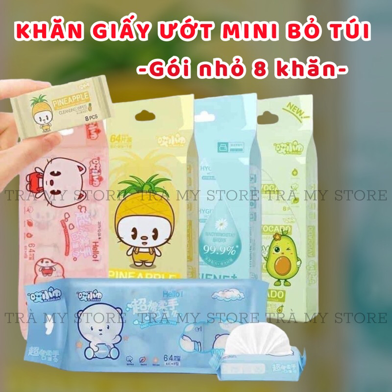 Khăn Giấy Ướt Mini Hoạt Hình Cao Cấp Bỏ Túi Tiện Lợi Nhỏ gọn