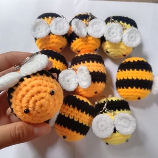 Móc khoá ong vàng len handmade