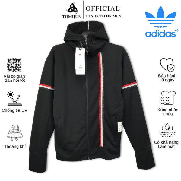 Áo khoác chống nắng bomber thể thao Adidas nam nữ 3 sọc