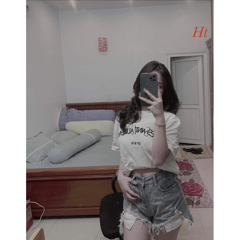 Áo phông yves saint lau rent nam nữ tay lỡ unisex