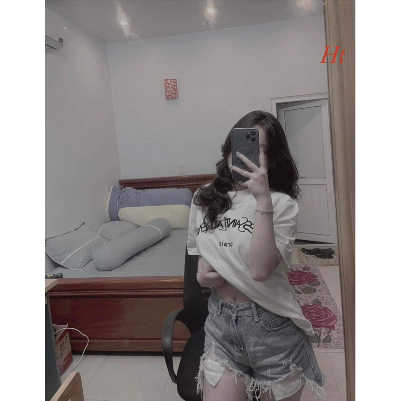 Áo phông yves saint lau rent nam nữ tay lỡ unisex