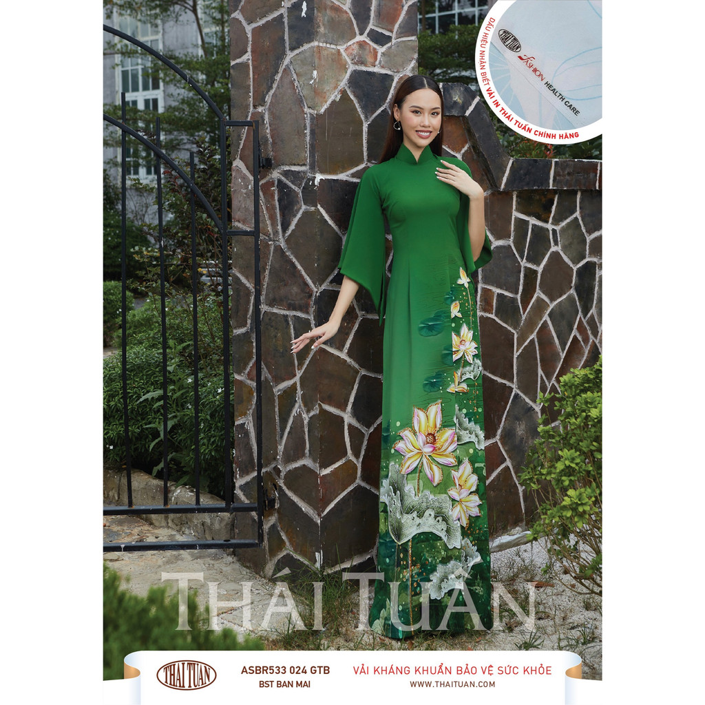 Vải Áo Dài lụa Thái Tuấn cao cấp-Hoạ tiết Hoa Sen 3D
