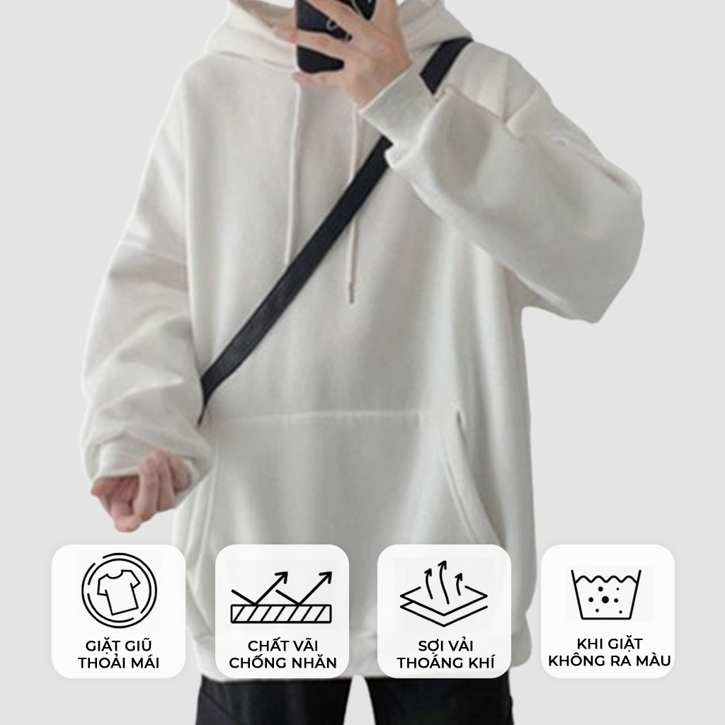 Áo khoác Hoodie Nam, Nữ Hoodie Basic Unisex Nỉ From Rộng Màu Xám - Basic Boutique HDT900 Zunichic