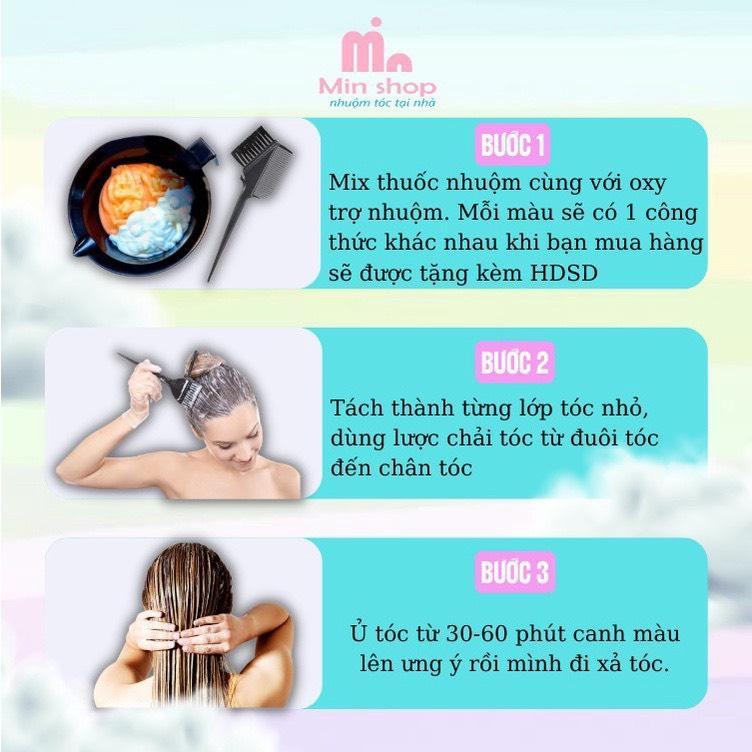 Thuốc Nhuộm tóc Tím, Thuốc nhuộm tóc màu Tím Đen, Minhair, không cần tẩy tóc