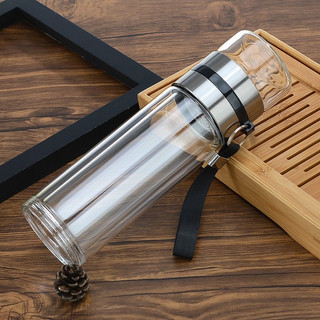 Bình pha trà 2 tầng 500ml bằng thủy tinh 2 lớp cách nhiệt có ngăn lọc trà tiện lợi.