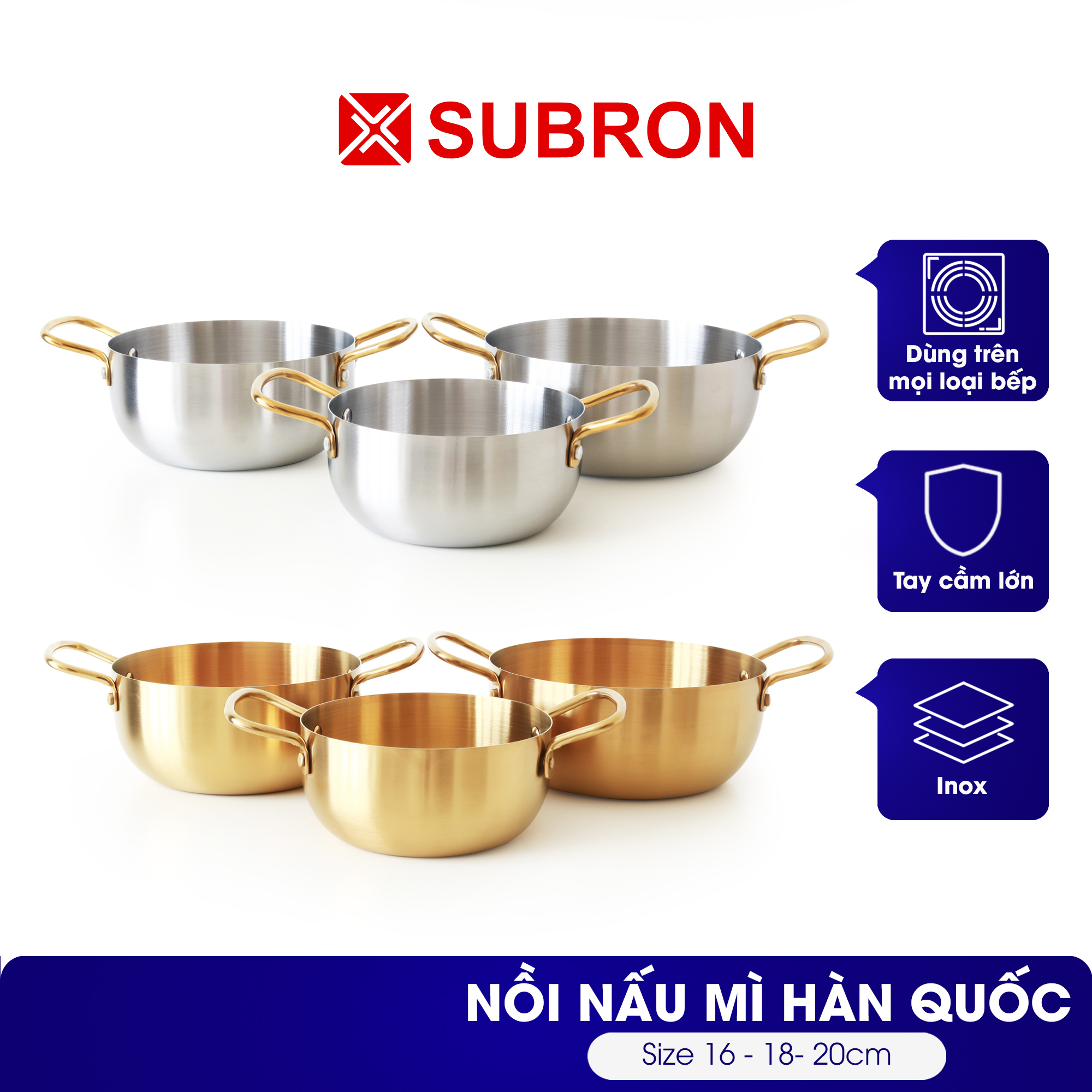Nồi nấu mì bằng thép không gỉ phong cách Hàn Quốc - Dùng được cho mọi loại bếp