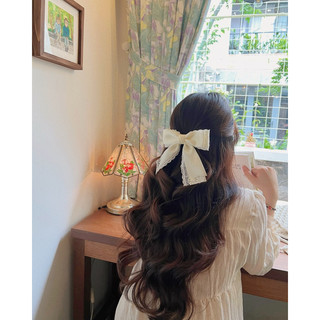 Kẹp Tóc Nơ Viền Ren Handmade Cao Cấp Ribbon.mimi Wreath cột / kẹp