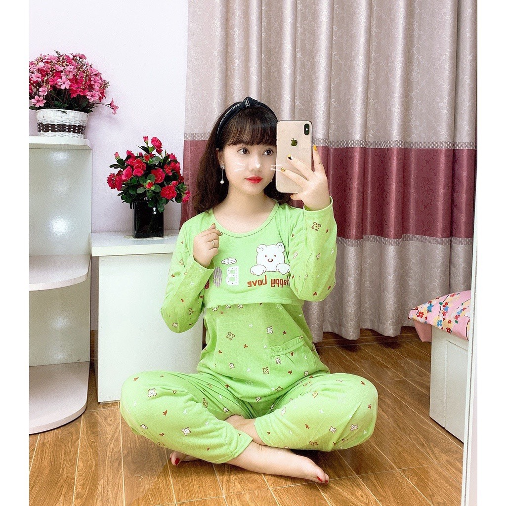 Bộ bầu - bộ sau sinh - cho con bú - chất liệu cotton