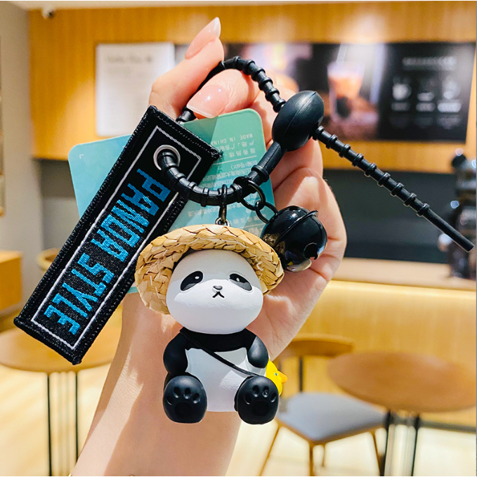 Móc khóa Cao Cấp Xịn Có Chuông Gấu trúc Panda Non Lá Đẹp