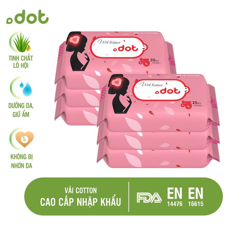 Combo 6 gói khăn ướt Dot 20 tờ
