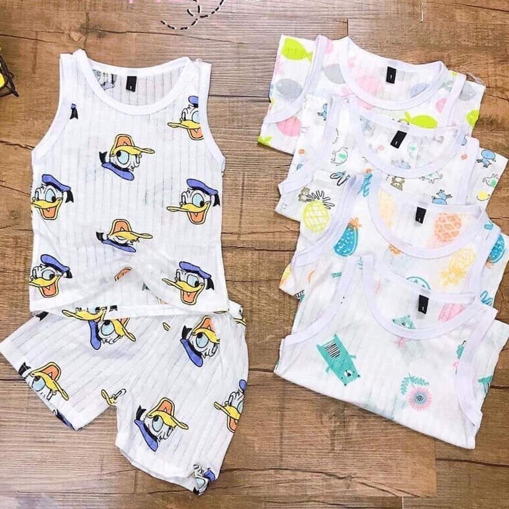 Set 05 bộ ba lỗ cotton giấy cho bé trai bé gái trẻ sơ sinh hàng đẹp