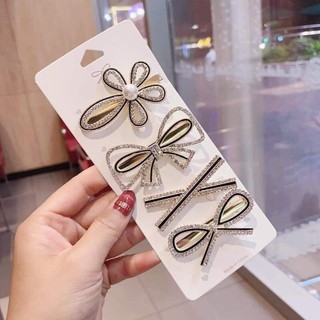 Set 4 kẹp tóc đính đá phong cách Hàn Quốc