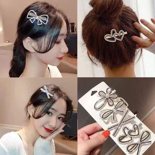 Set 4 kẹp tóc đính đá phong cách Hàn Quốc