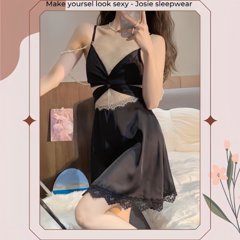 Váy Ngủ Sexy Đan Chéo Ngực, Đầm Mặc Nhà Gợi Cảm Mặc 2 Kiểu Thắt Nơ Trước Hoặc Sau Cực Tôn Dáng (V006)