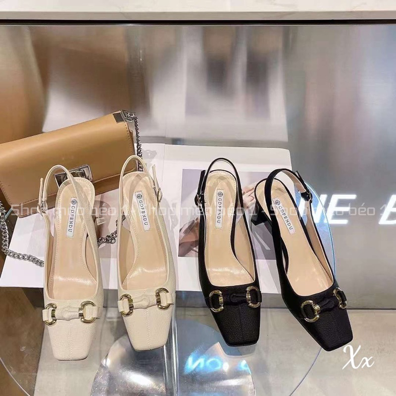 Sandal mũi vuông khoá ngang gót dẹt fullbox hàng quảng châu cao cấp