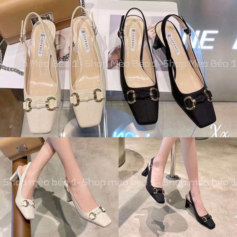 Sandal mũi vuông khoá ngang gót dẹt fullbox hàng quảng châu cao cấp