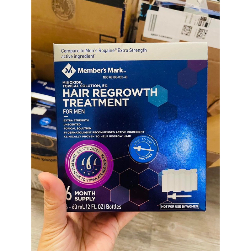 Dung dịch kích thích mọc tóc cho nam Member's Mark Minoxidil topical solution 5% Hair regrowth Treatment(date 12/2024)