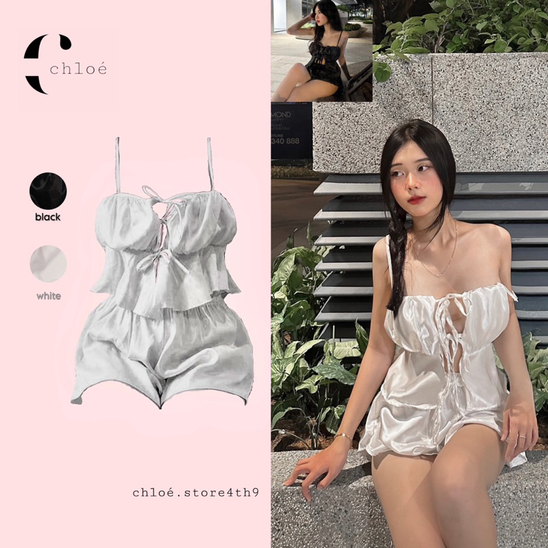 Set đồ ngủ hai dây thắt nơ [ ẢNH ĐỘC QUYỀN CỦA CHLOÉ.STORE4TH9 ]