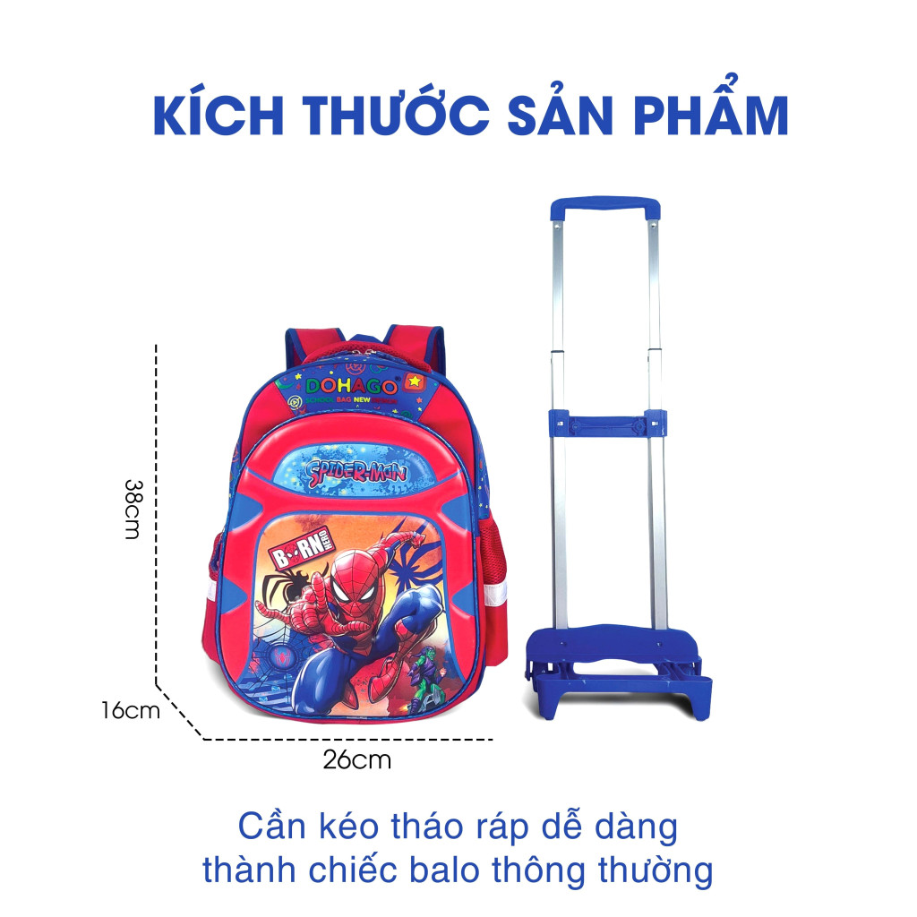 Balo Cần Kéo Học Sinh Tiểu Học Cấp 1 HINTAS - Đựng Sách Anh Văn Khổ Cao A4  -  Dành Cho Bé Trai Và Bé Gái Lớp - BLCK 301