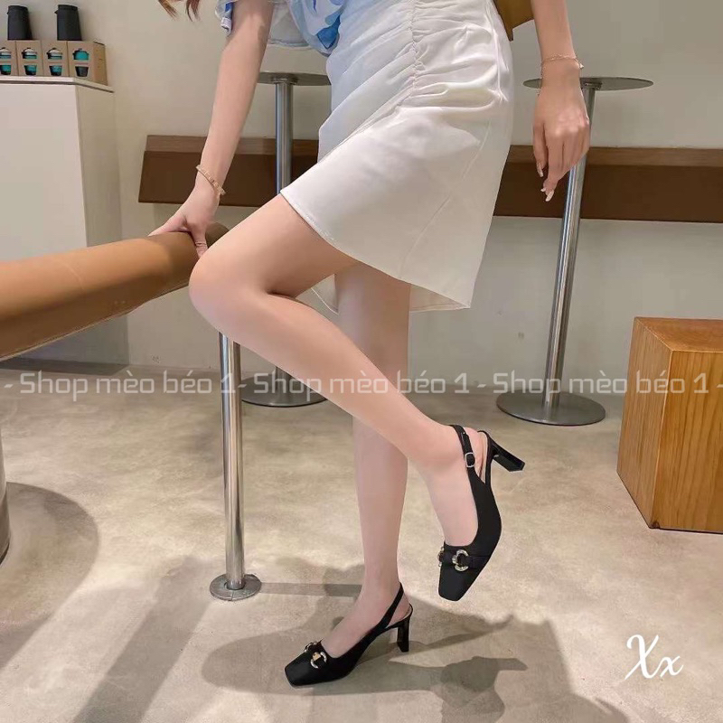 Sandal mũi vuông khoá ngang gót dẹt fullbox hàng quảng châu cao cấp