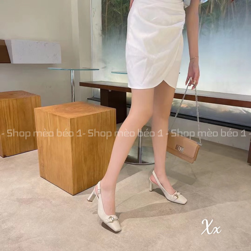 Sandal mũi vuông khoá ngang gót dẹt fullbox hàng quảng châu cao cấp