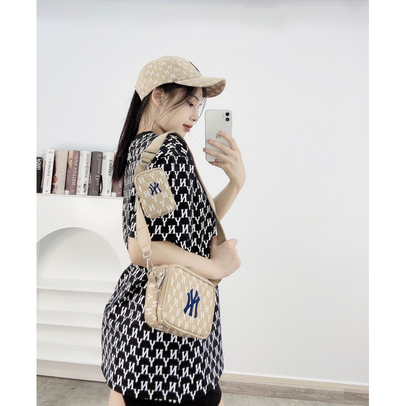 Túi Đeo Chéo Beige MLB Full Mạc Tag Size 18 Siêu Phẩm