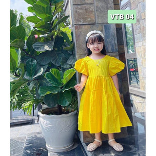 đầm vàng tay phồng size 12-38kg