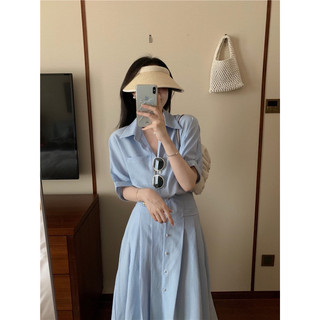[SẴN VÀNG DÁNG NGẮN] Đầm sơ mi dáng xếp ly basic dáng ngắn và dáng dài