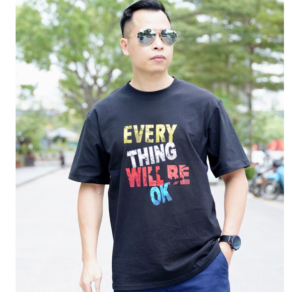 Áo thun tay lỡ cotton cao cấp, áo phông nam nữ họa tiết Every Thing