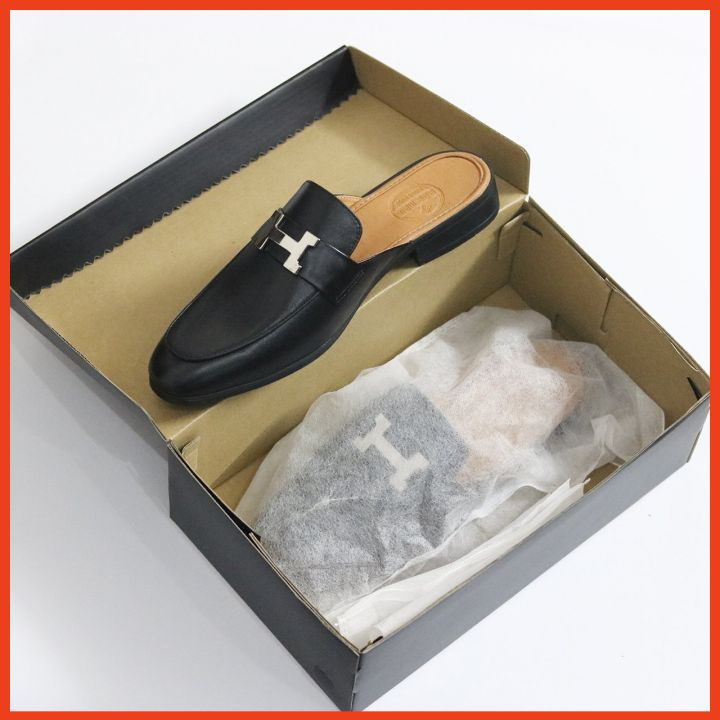 Giày Sục Nam Cao Cấp Da Bò Thật Nguyên Tấm Trẻ Trung Phong Cách Hàn Quốc Giày Da Nam Hở Gót Công Sở Đẹp