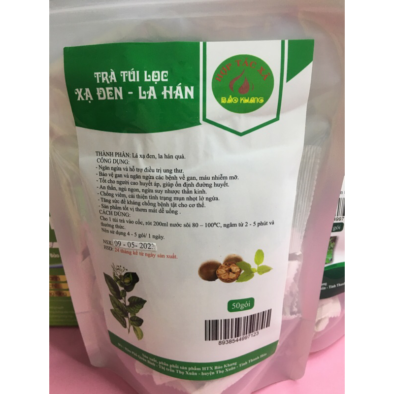 trà túi lọc xạ đen-la hán mát gan, hạ men gan, tiêu u hạch, giải độc, an thần 50 túi lọc