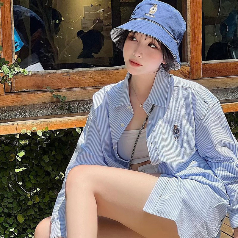 Sơ mi kẻ xanh gấu Who.au