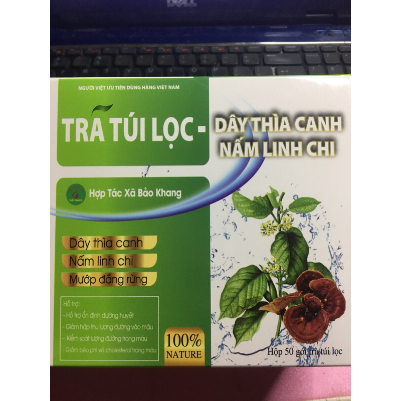 Trà túi lọc dây thìa canh nấm linh chi 50 túi lọc ổn định đường huyết, người tiểu đường tuýp 1, 2