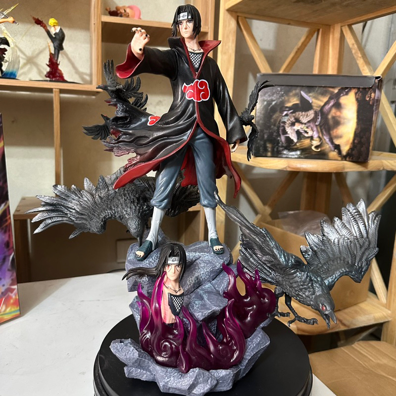 Mô hình Uchiha Amaterasu Itachi cùng quạ (Cao 38cm) 2 đầu thay thế siêu thực (Mô hình Anime Naruto)