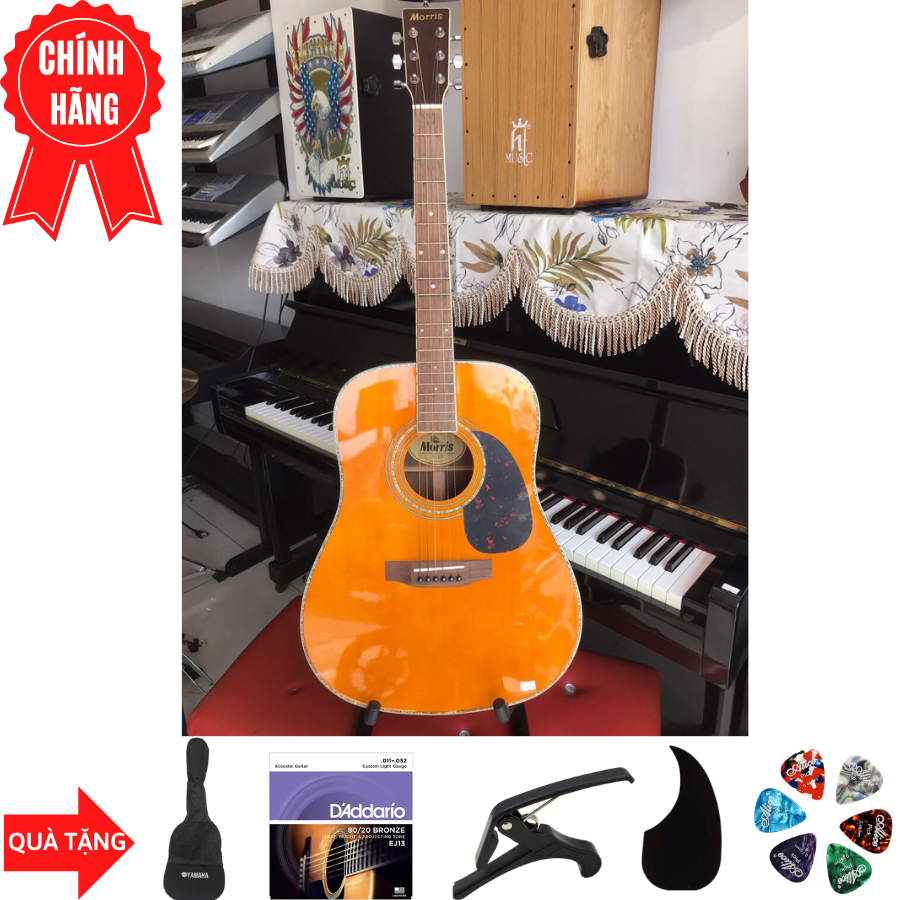 Đàn Guitar Acoustic Morris Cổ Điển Bằng Gỗ Đàn Hương Cao Cấp + Phụ Kiện (Size 4/4)