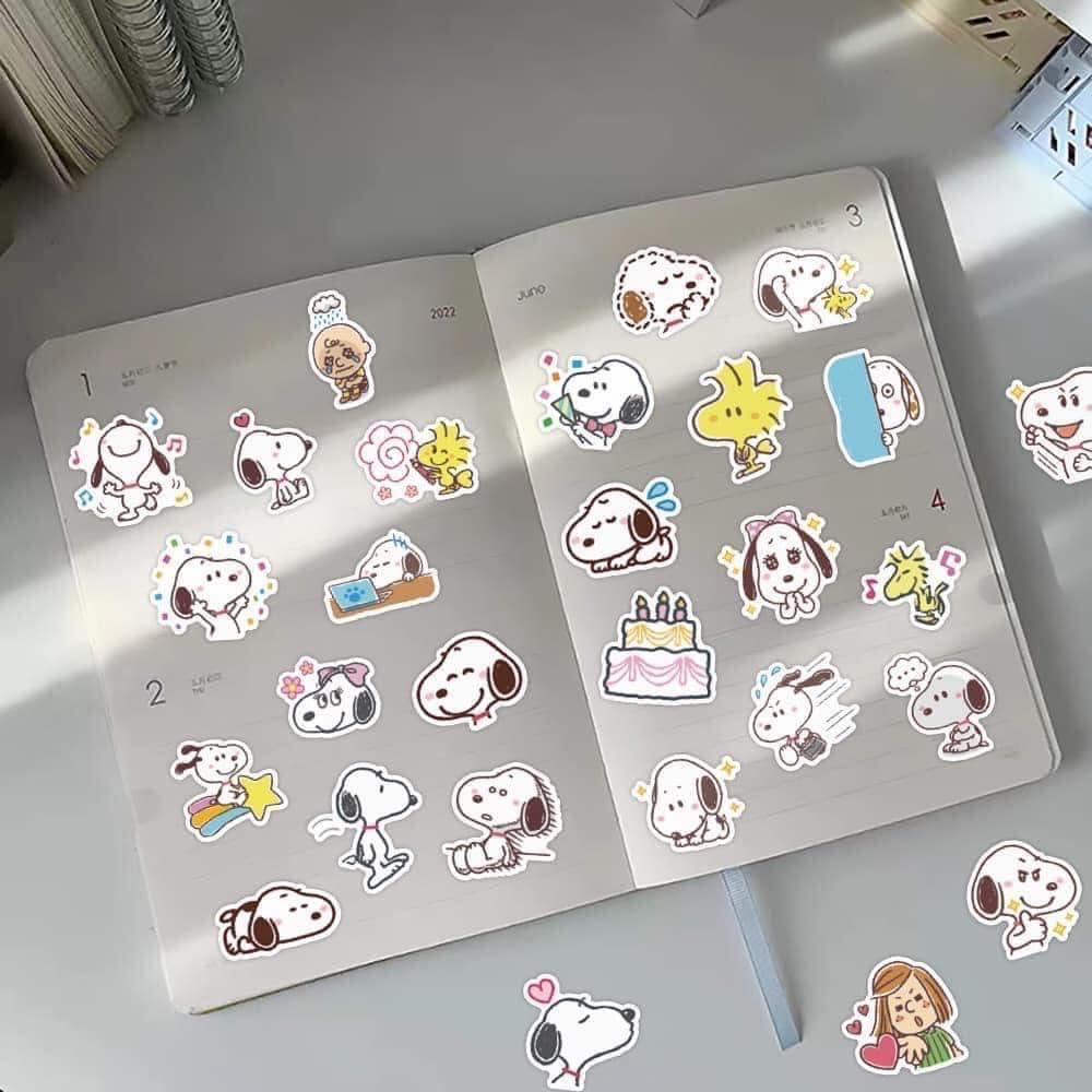 Set 60 sticker chó snoopy