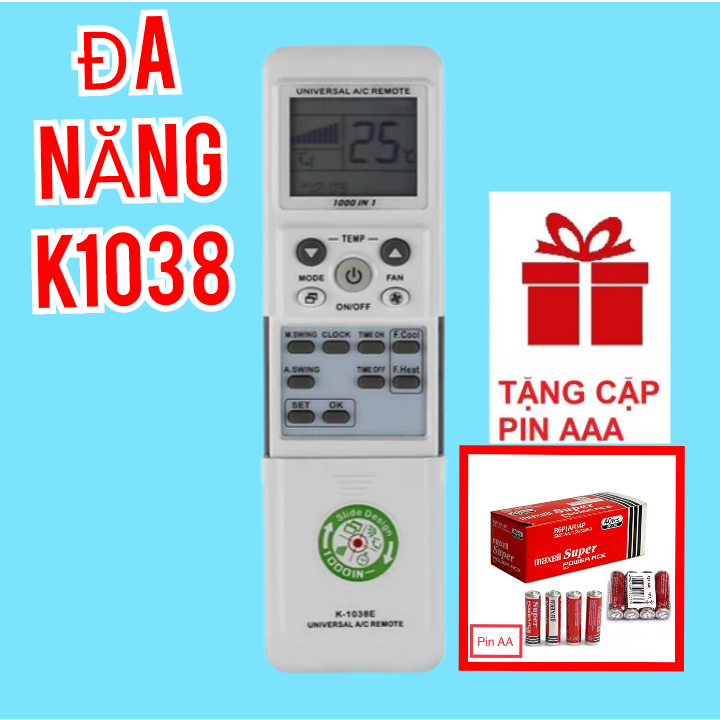 Điều khiển điều hòa đa năng k1038 _Remote máy lạnh 1038E CHUNGHOP phù hợp nhiều loại máy loại mới lỗi 1 đổi 1