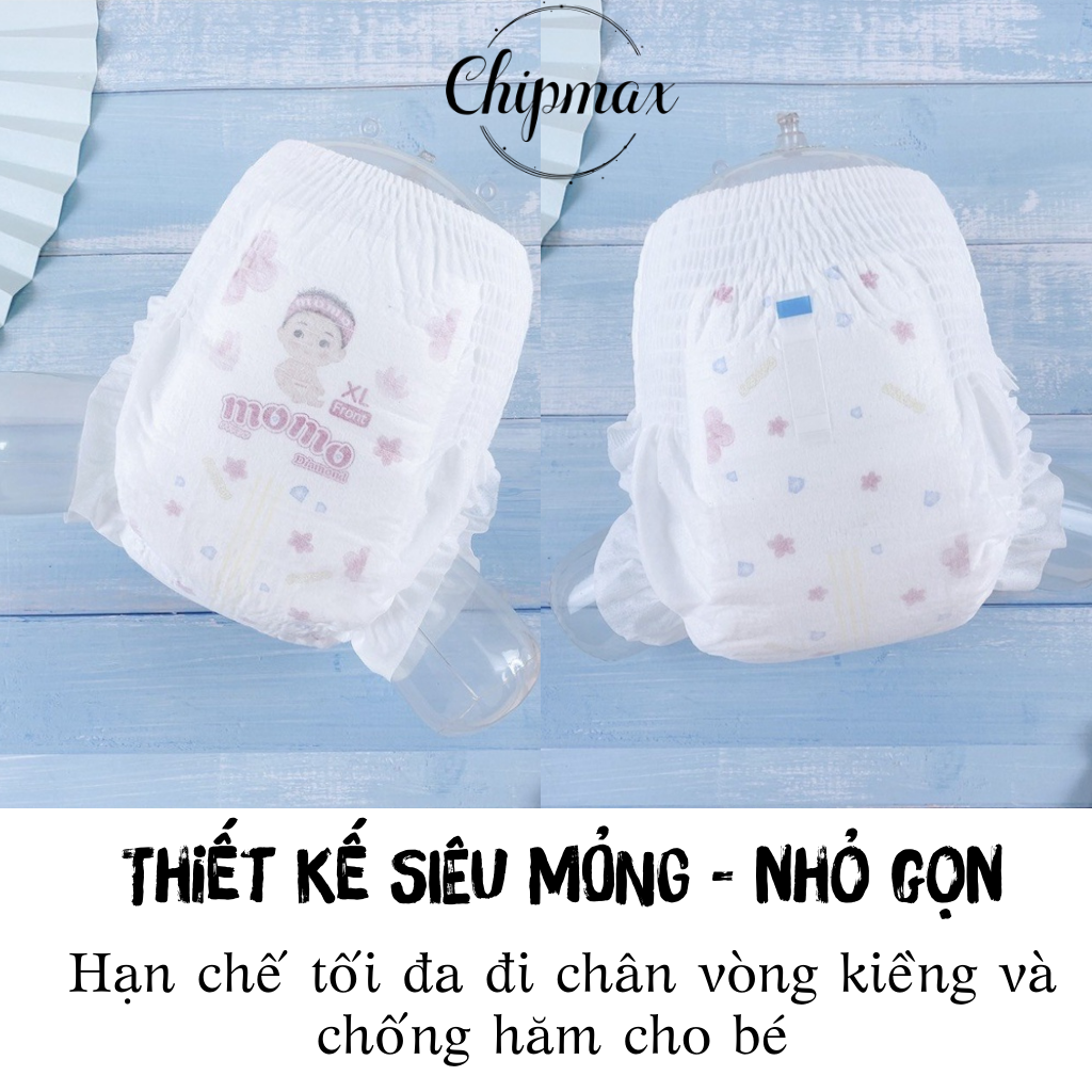 Tả Dán/ Quần Bĩm Baby MOMO DIAMOND Hữu Cơ Cao Cấp Thấm Hút Tốt Tính Chất Hoa Anh Đào 6 Size Cho Bé