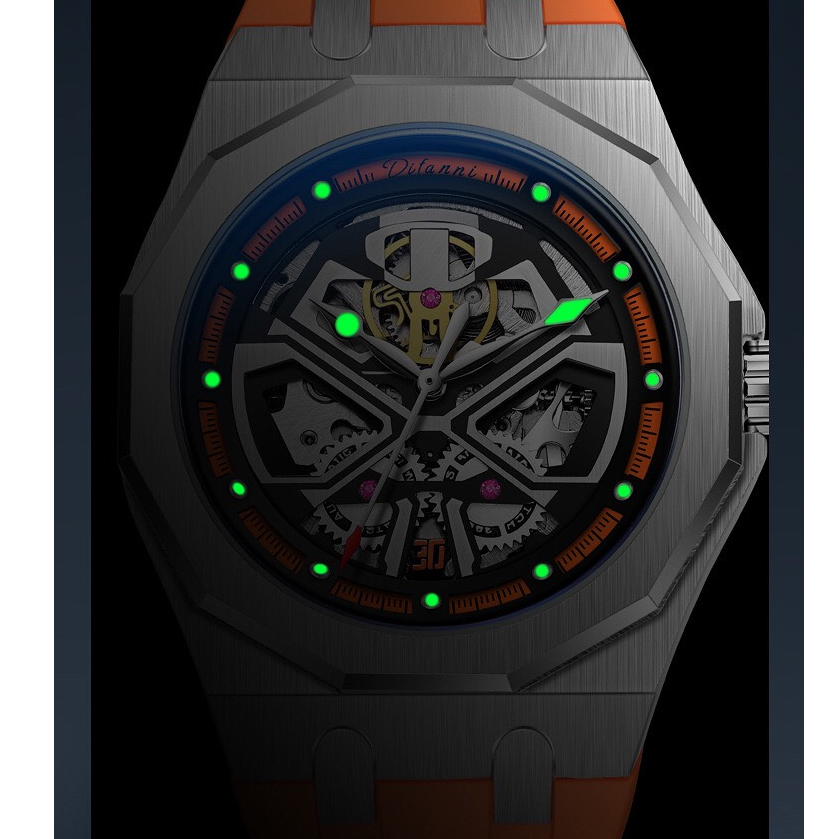 Đồng hồ Difani DF08 nam automatic viền phay xước thời thượng - Bảo hành 1 năm chống nước, chống xước