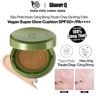 Phấn Nước Dưỡng Ẩm, Kiềm Dầu Cho Lớp Nền Căng Bóng, Bền Màu, Bắt Sáng Tốt GLAMRR Q Vegan Glow, Cover Cushion