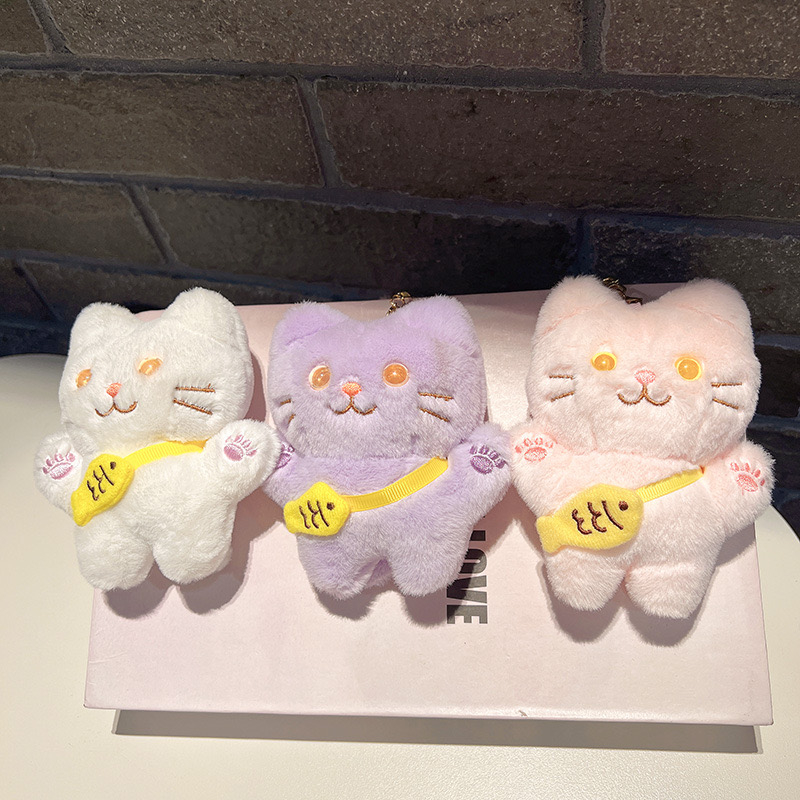 Móc khoá mèo đeo túi cá cao cấp nhồi bông siêu dễ thương